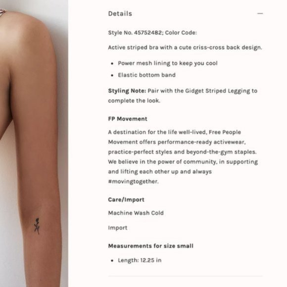 NEW FREE PEOPLE Gidget Sports Bra Ivory Striped - Picture 4 of 8